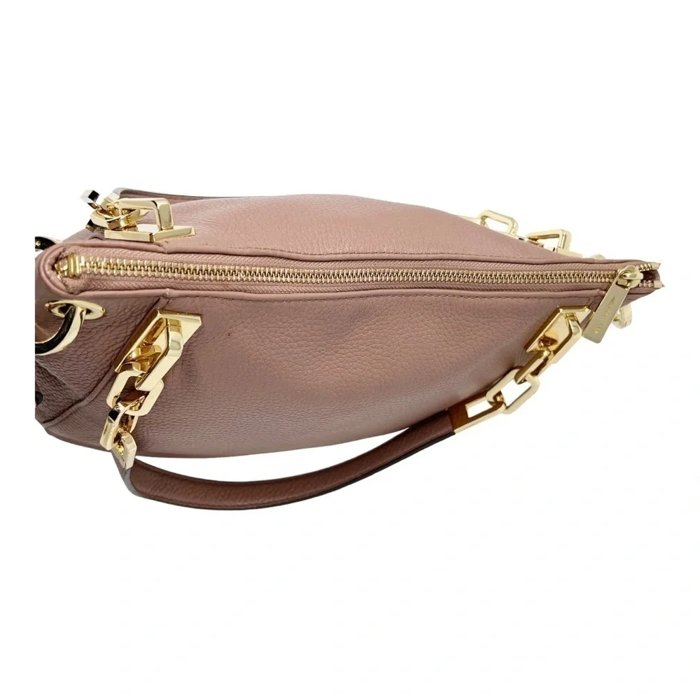 Michael Kors Mauve Dusty Pink Leather Brooke Medium Shoulder Crossbody Handbag